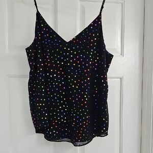 Express Black Camisole with Colorful Polka Dots